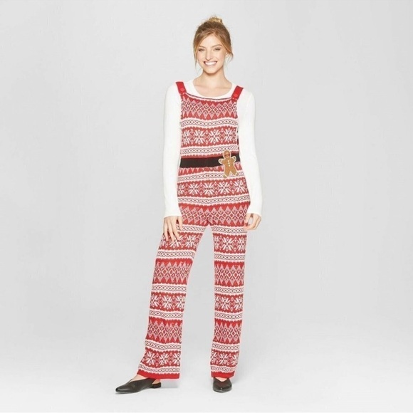 Born Famous Pants - Born Famous Gingerbread Knitted Holiday Jumpsuit Size Small